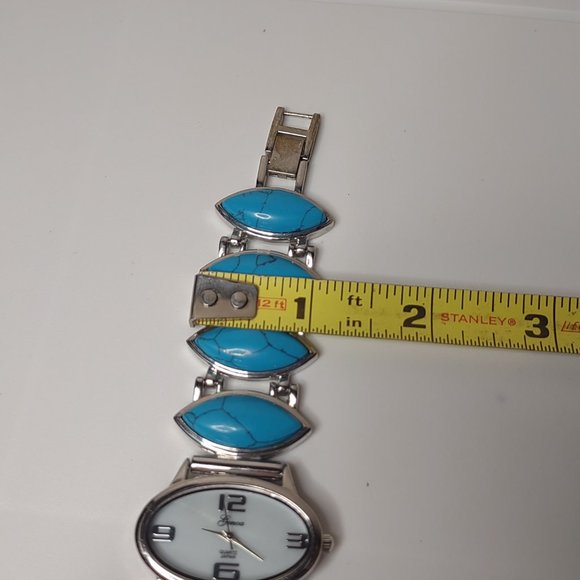 Silver Tone Metal And Blue Plastic Watch - Picture 6 of 12